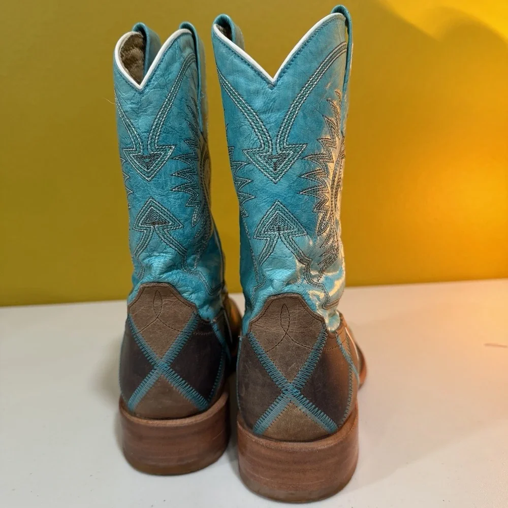 Anderson Bean Kids Turquoise And Brown Horse Power Boots K1055 – Youth Size 3